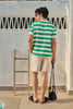 Round Neck Coastal Knit T-Shirt- Green