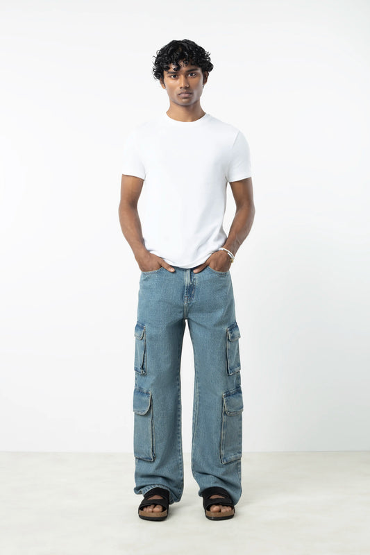 Rust Blue 8 Pockets Cargos