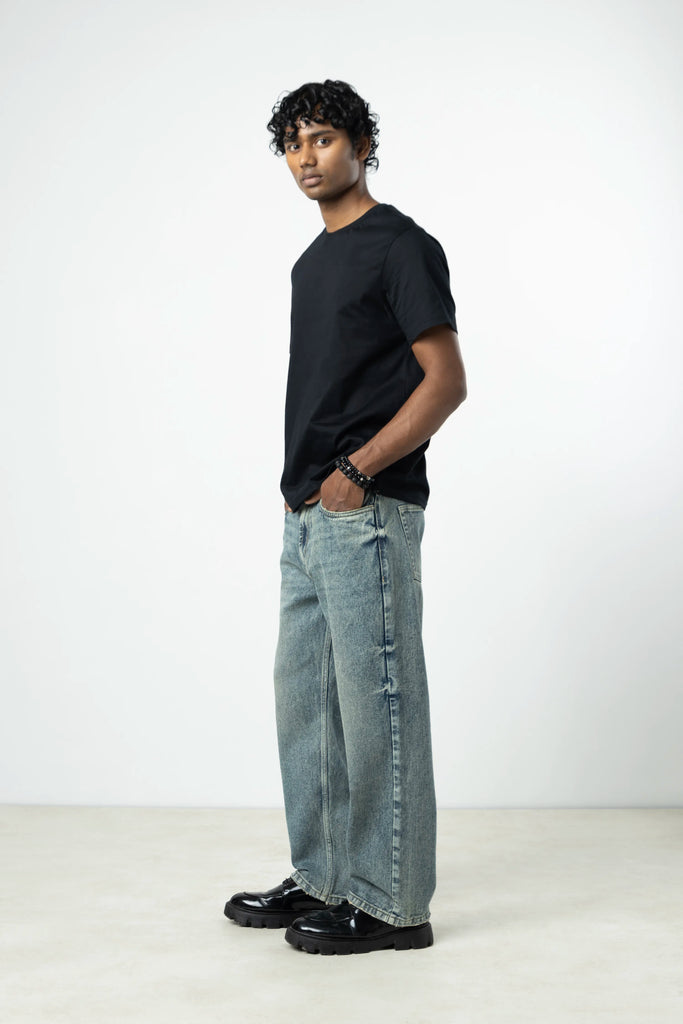 Rustic Wash Straight Fit Jeans