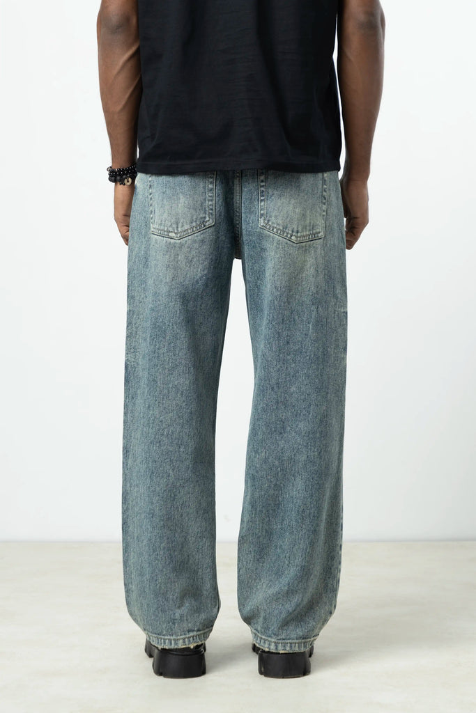 Rustic Wash Straight Fit Jeans