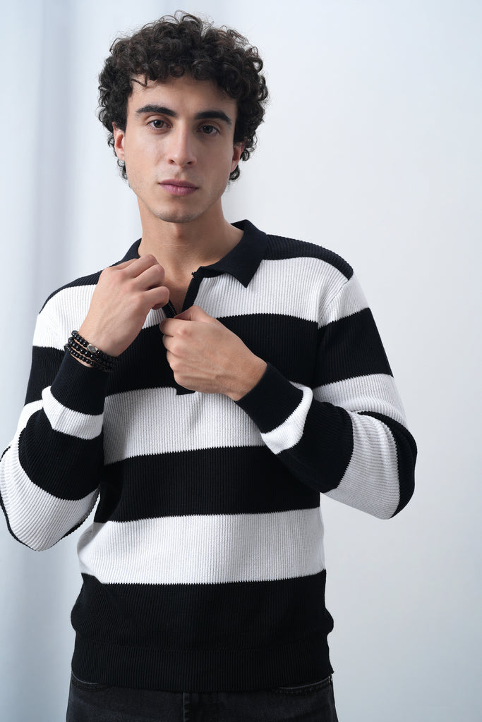 Classic Rugby Striped Polo Sweater