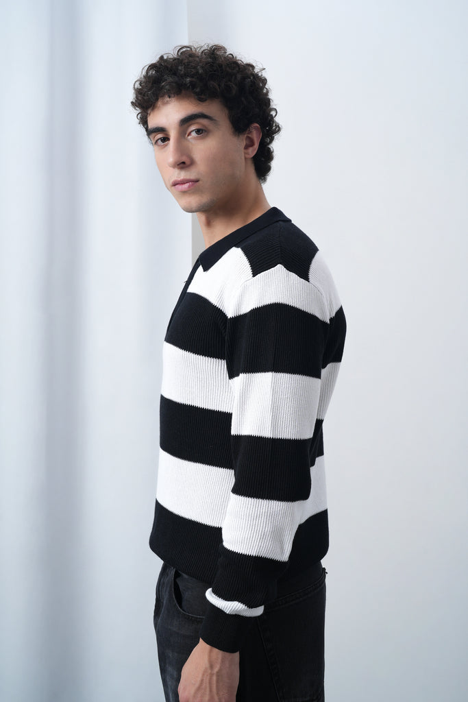Classic Rugby Striped Polo Sweater