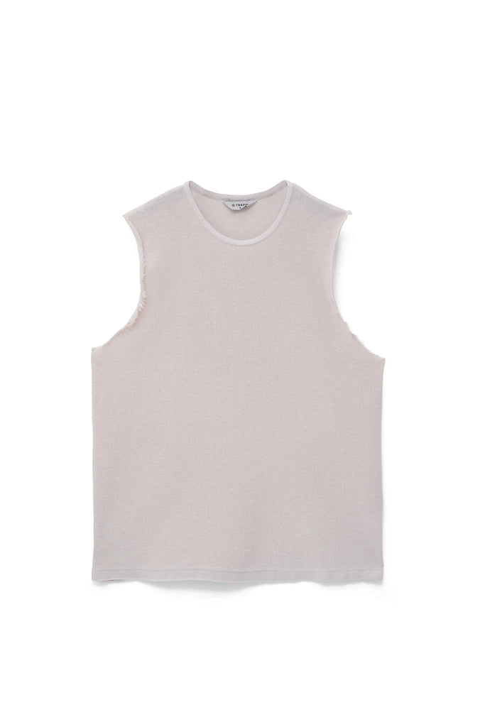 Beige Jacquard Knit Tank Top