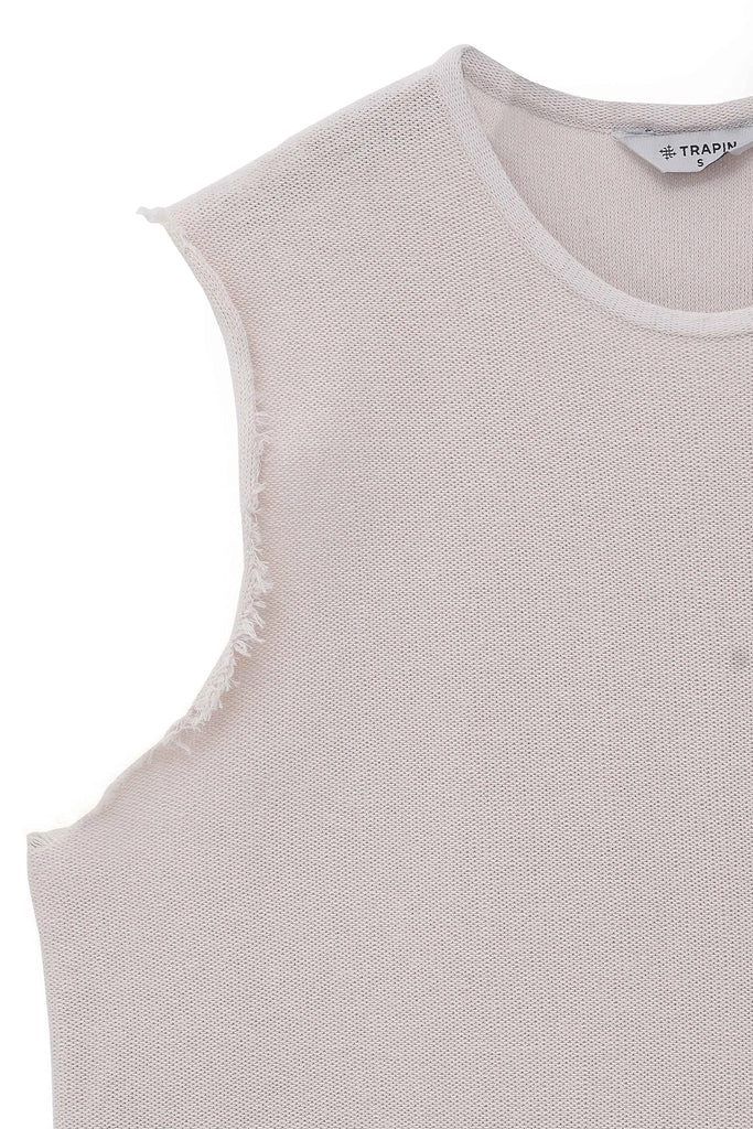 Beige Jacquard Knit Tank Top