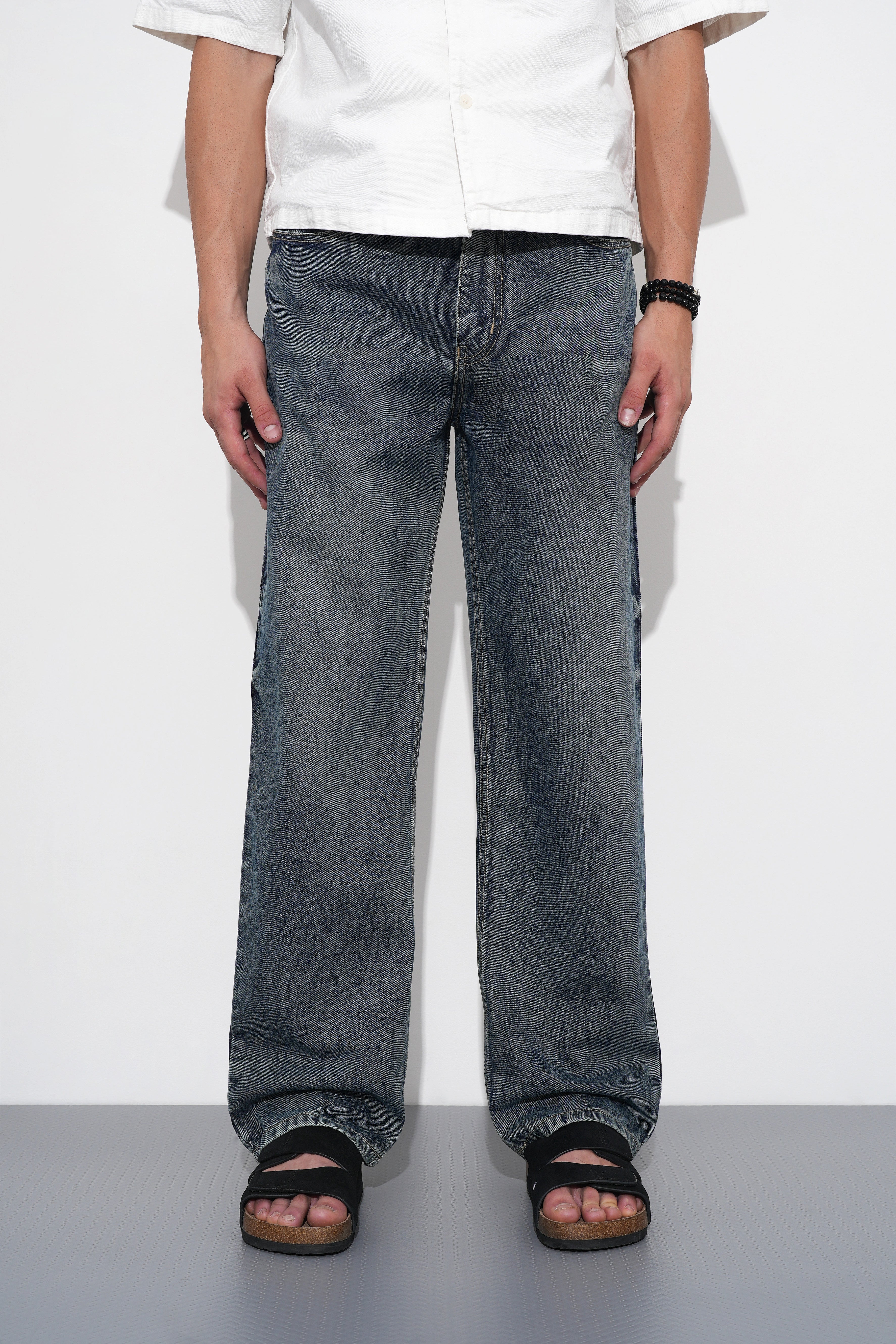 Steel Blue Straight Fit Jeans