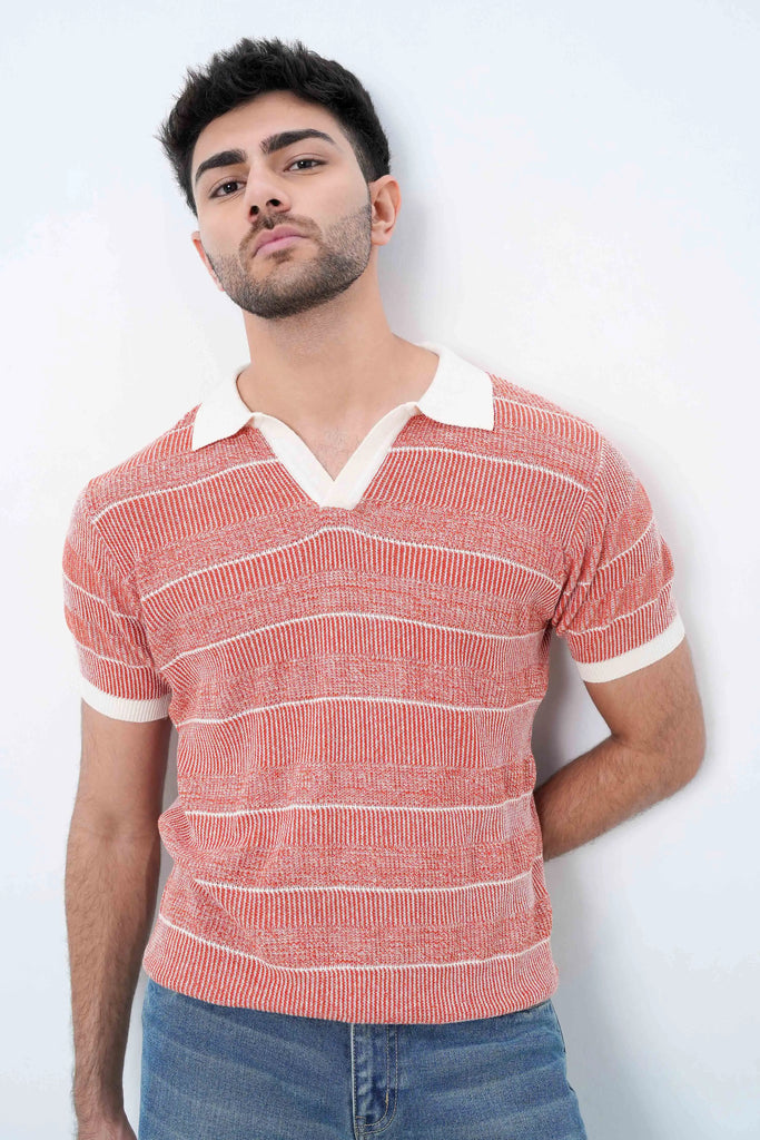 Red Ivy Knit Polo T-Shirt