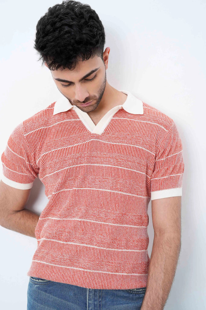 Red Ivy Knit Polo T-Shirt