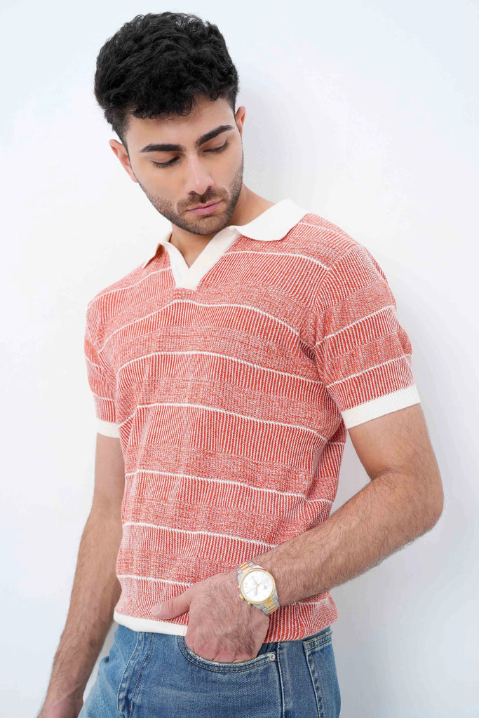 Red Ivy Knit Polo T-Shirt