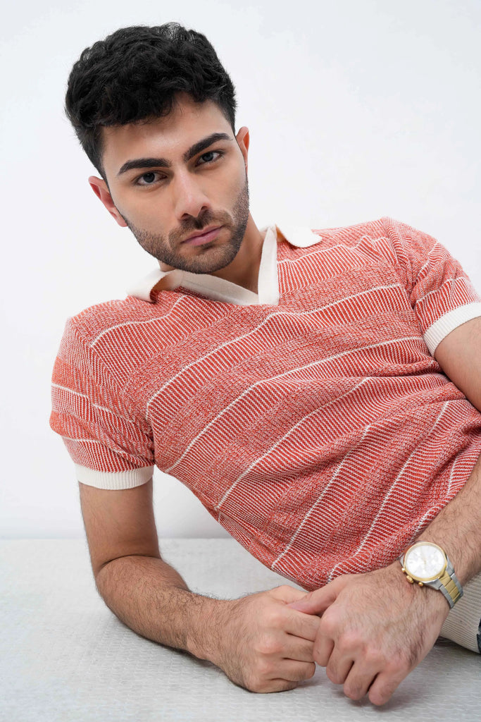 Red Ivy Knit Polo T-Shirt