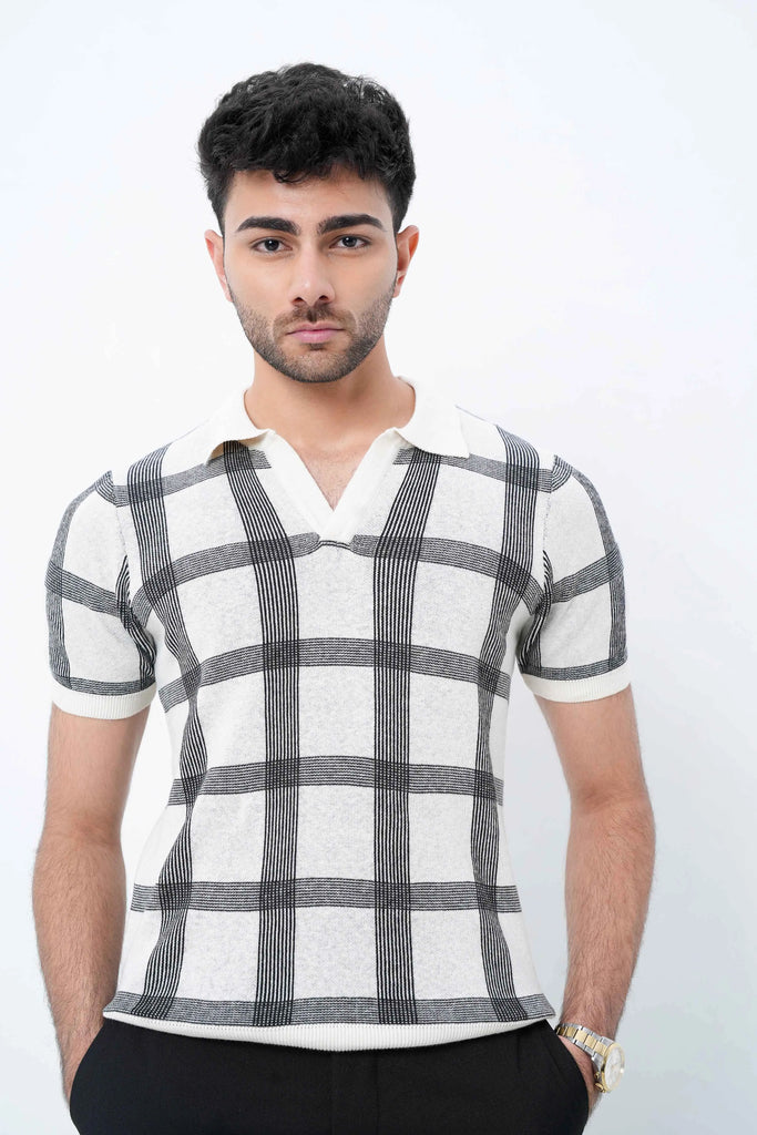 Club Check Knit Polo T-Shirt