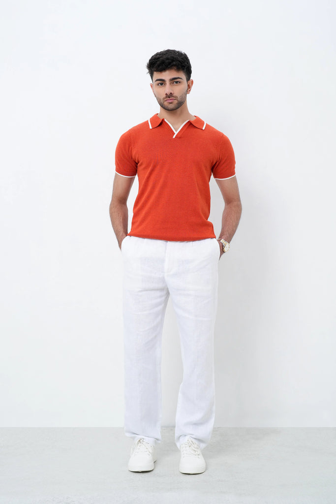 Signature Knit Polo T-Shirt - Orange