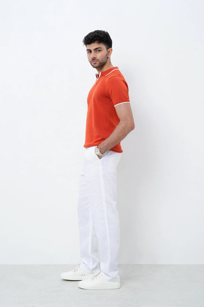 Signature Knit Polo T-Shirt - Orange