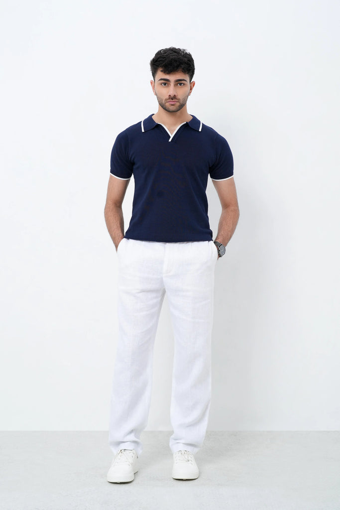 Signature Knit Polo T-Shirt - Navy Blue
