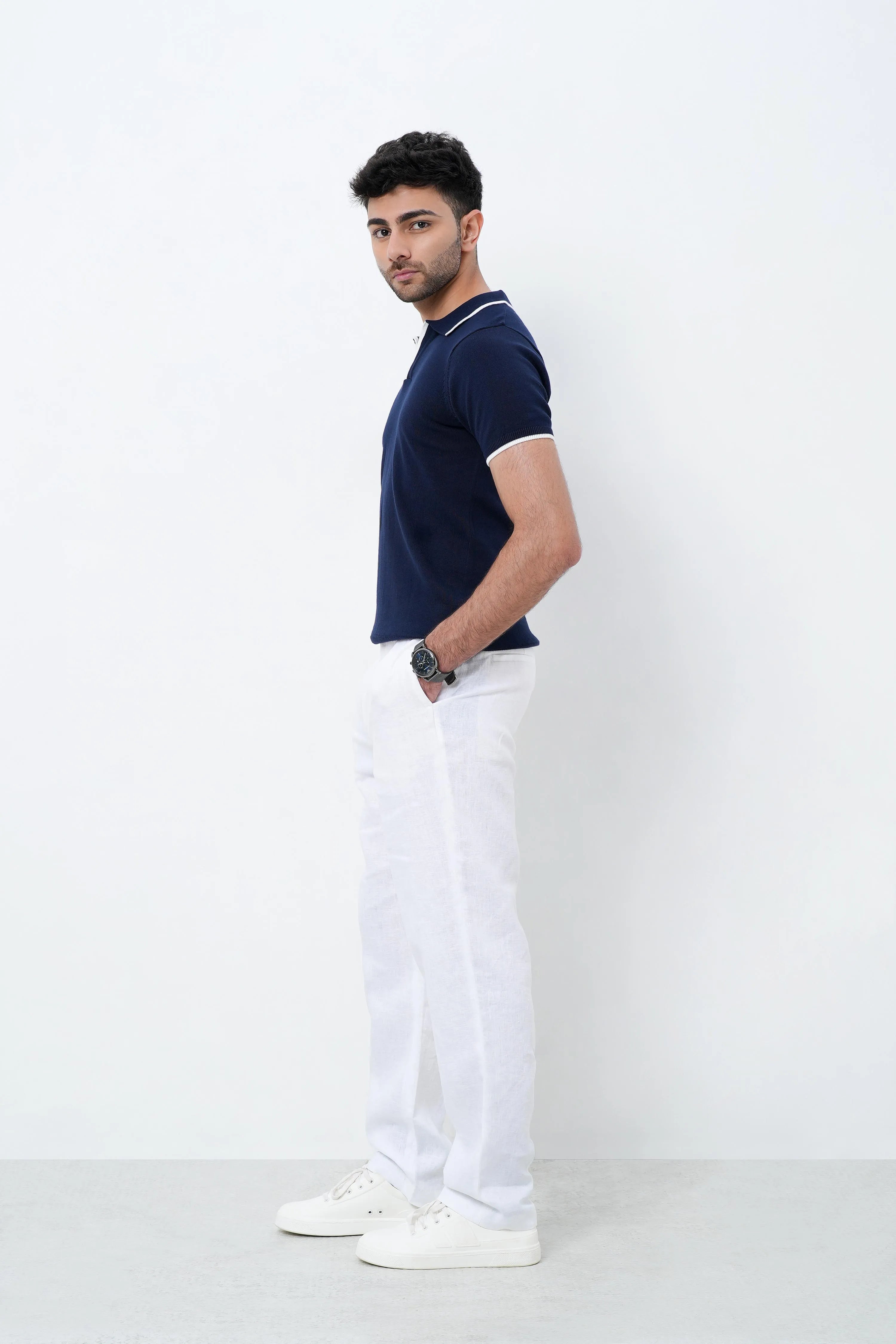 Signature Knit Polo T-Shirt - Navy Blue