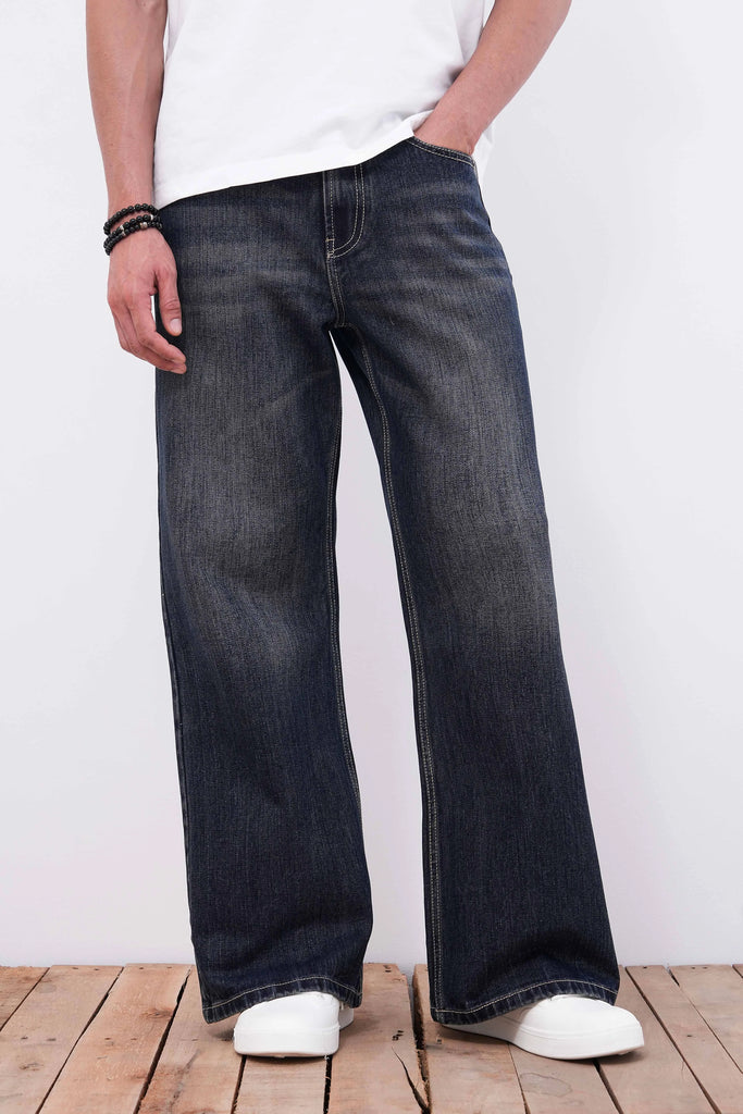 Charcoal Blue Flare Fit Jeans
