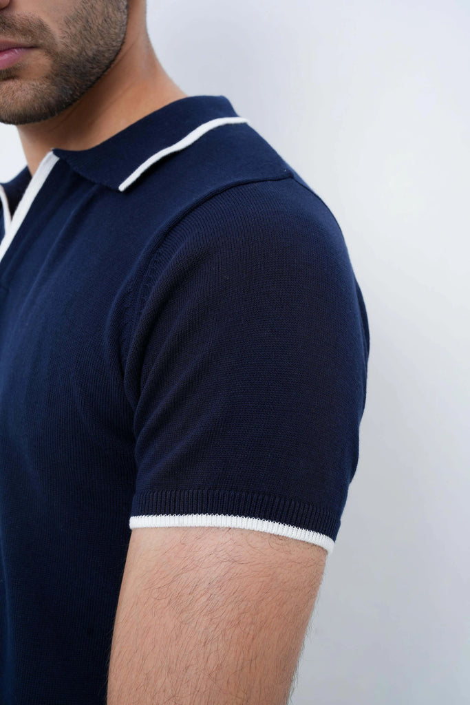 Signature Knit Polo T-Shirt - Navy Blue