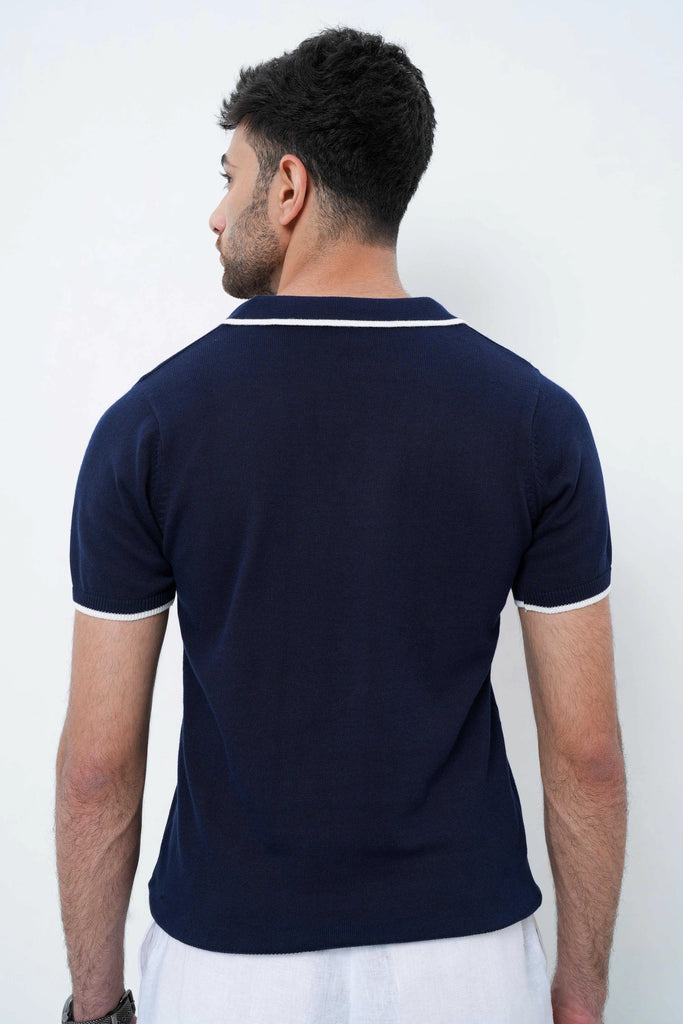 Signature Knit Polo T-Shirt - Navy Blue