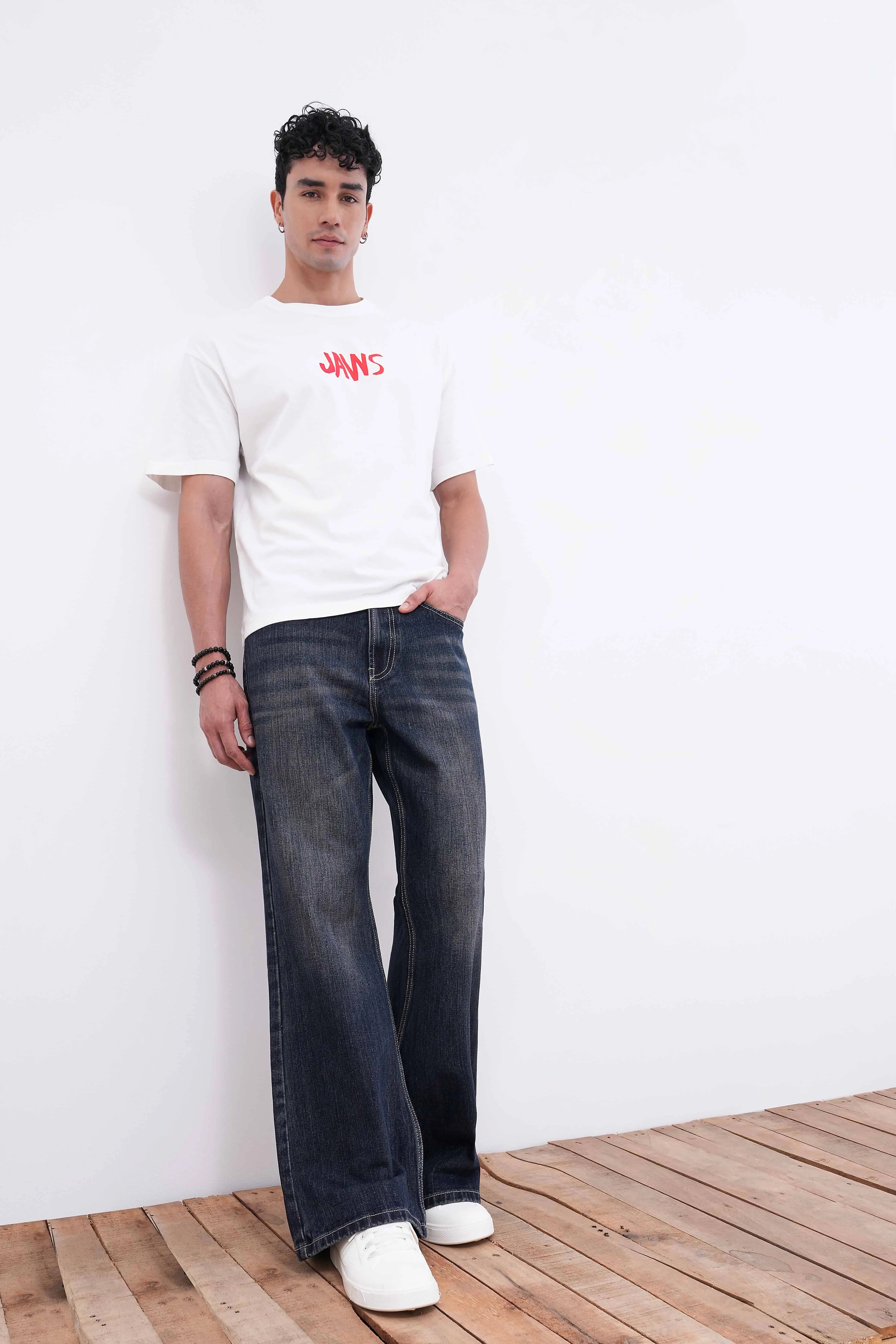 Charcoal Blue Flare Fit Jeans