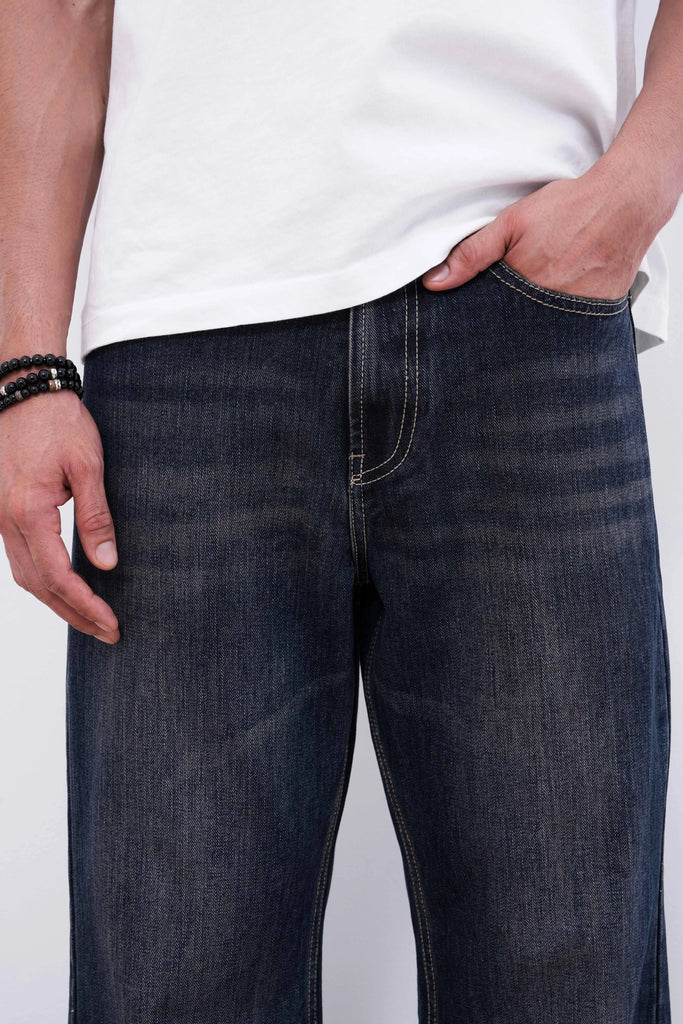 Charcoal Blue Flare Fit Jeans