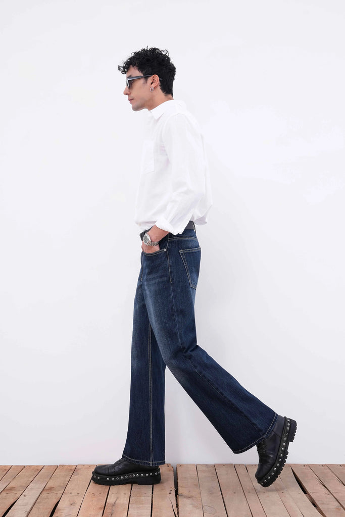 Marble Blue Flare Fit Jeans