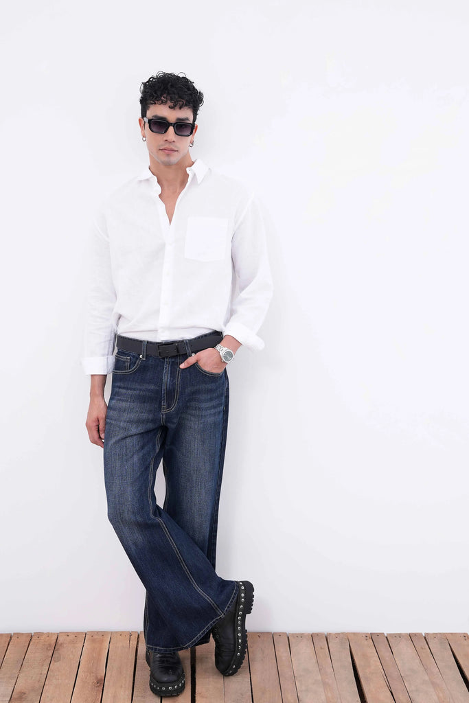 Marble Blue Flare Fit Jeans