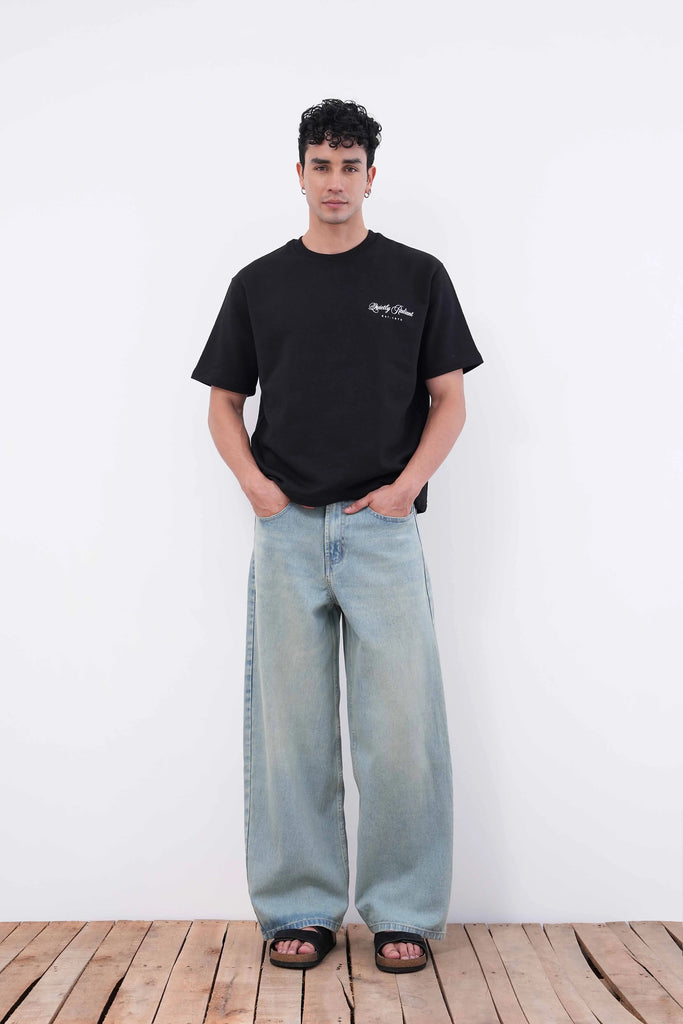 Dusty Sky Blue Baggy Fit Jeans