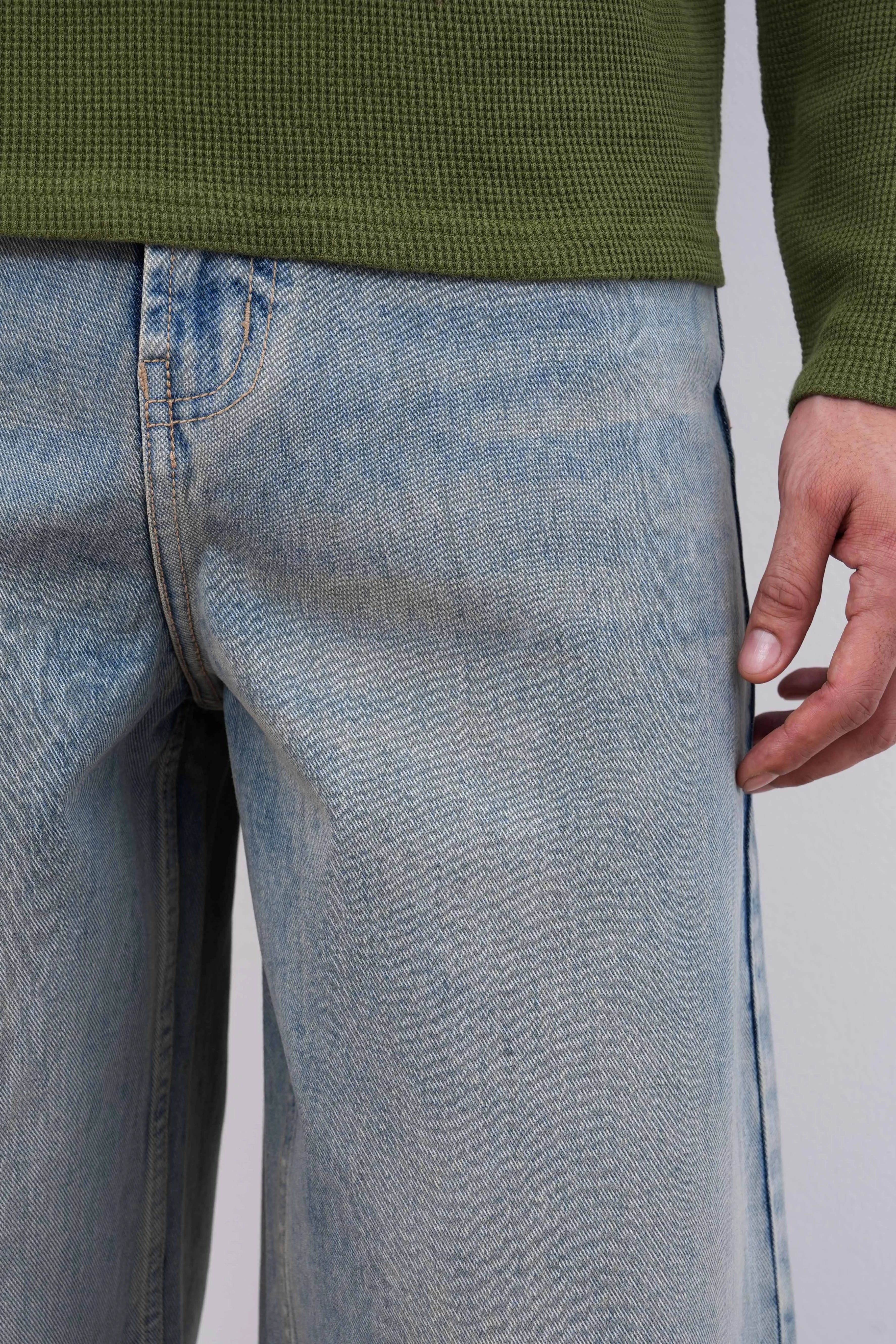 Sunfade Blue Baggy Fit Jeans