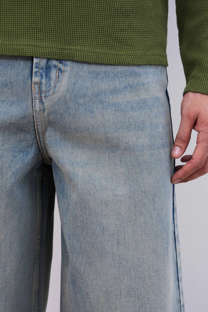 Sunfade Blue Baggy Fit Jeans