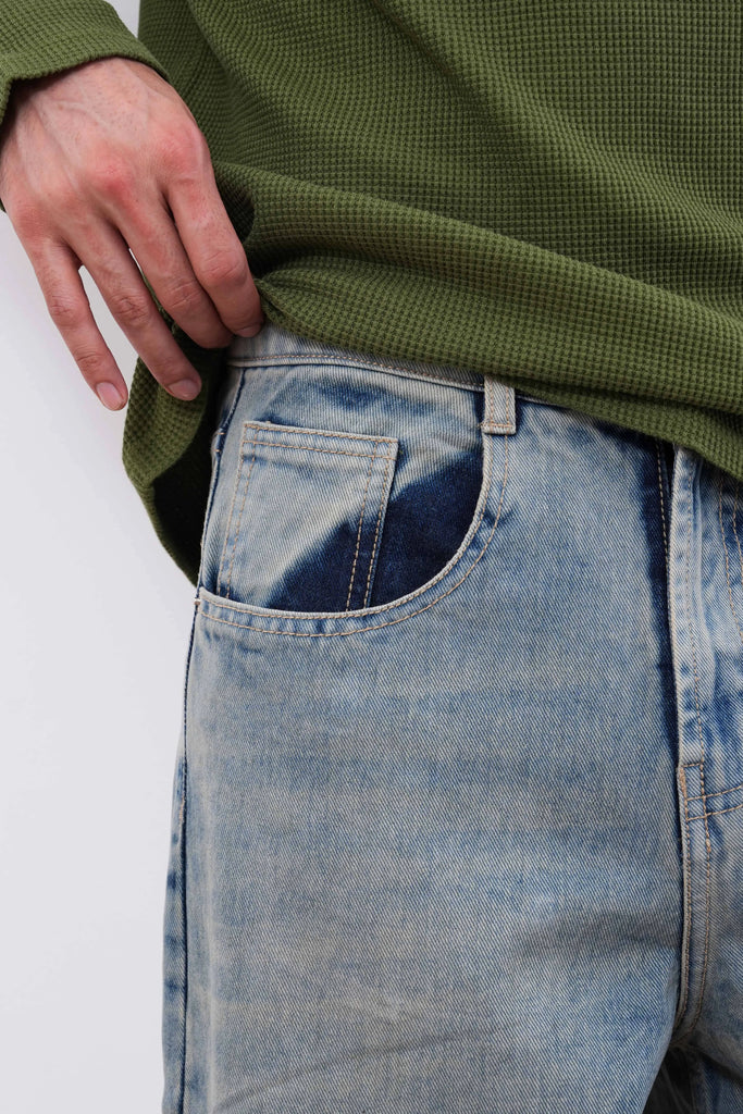 Sunfade Blue Baggy Fit Jeans