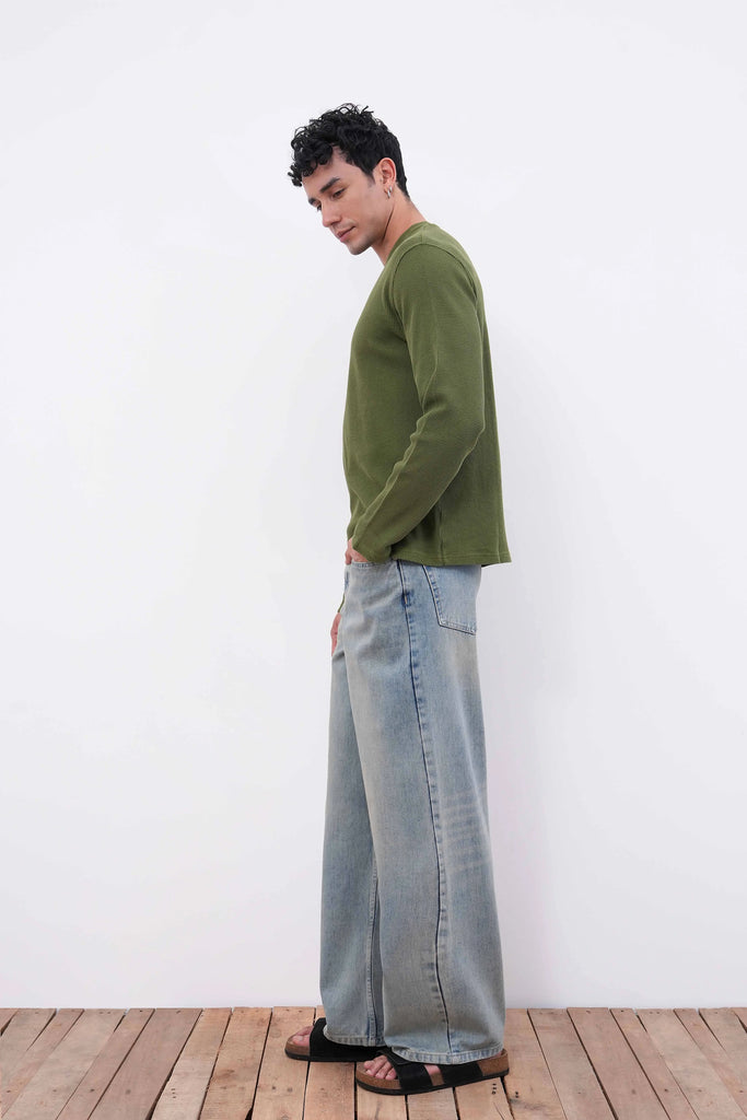 Sunfade Blue Baggy Fit Jeans