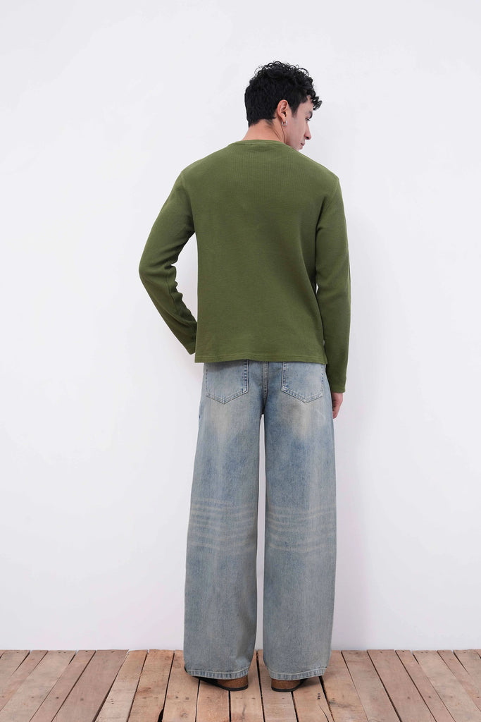 Sunfade Blue Baggy Fit Jeans