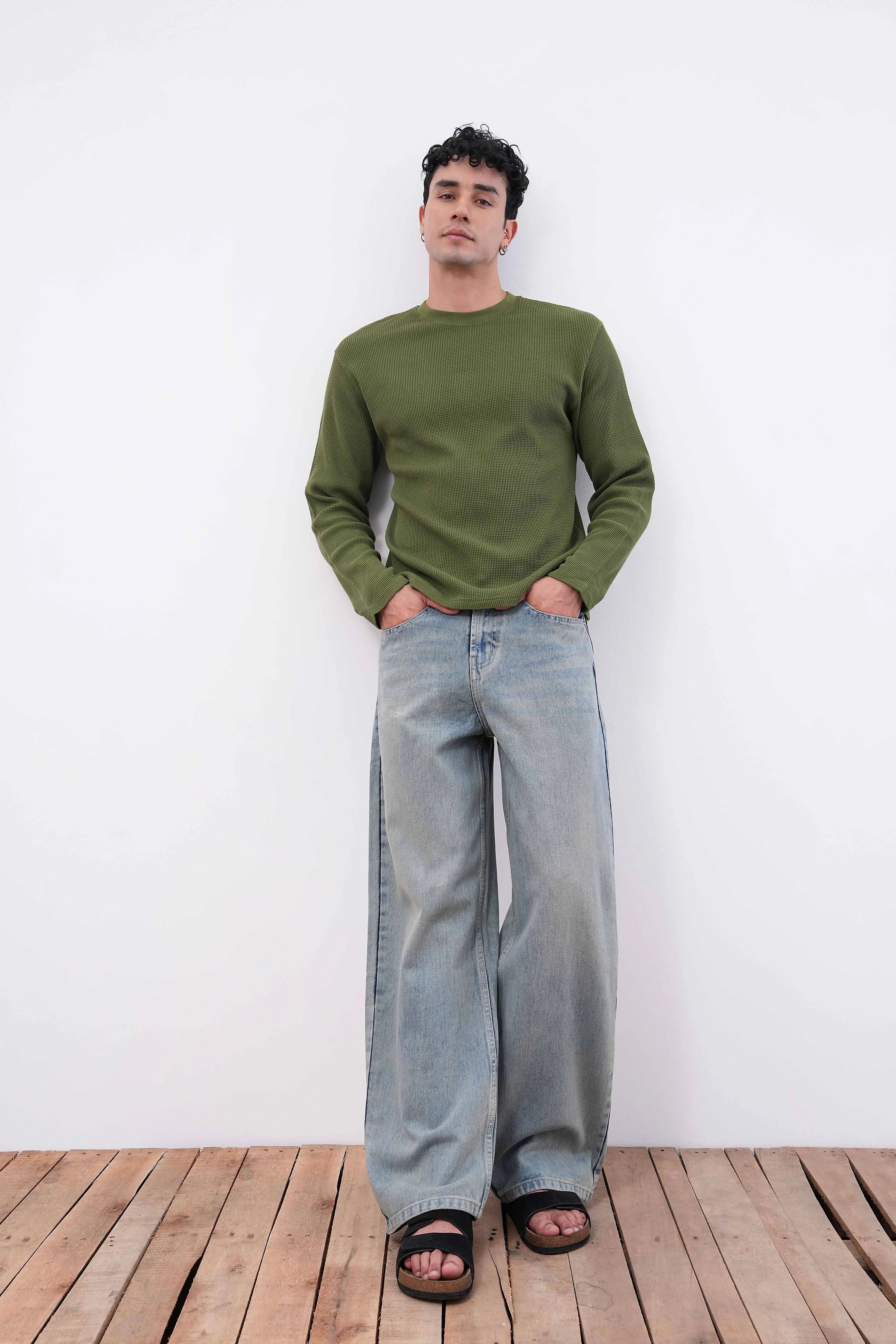 Sunfade Blue Baggy Fit Jeans