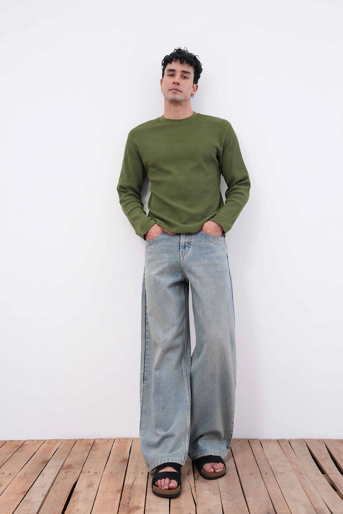 Sunfade Blue Baggy Fit Jeans