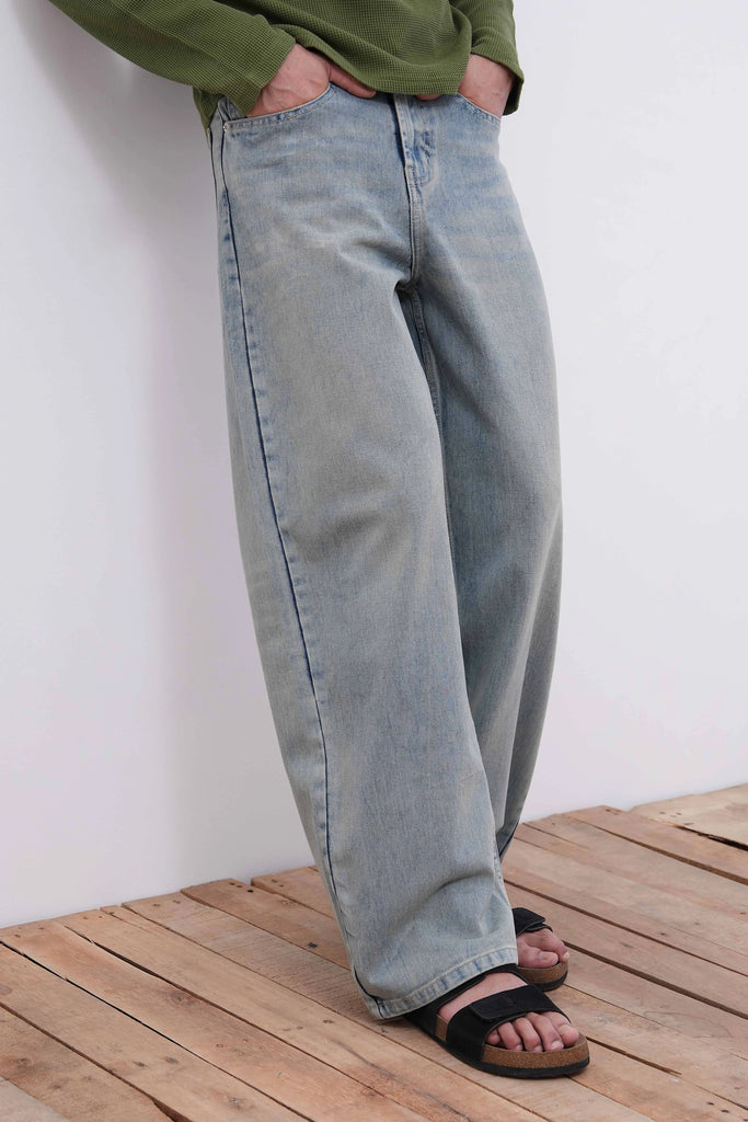 Sunfade Blue Baggy Fit Jeans