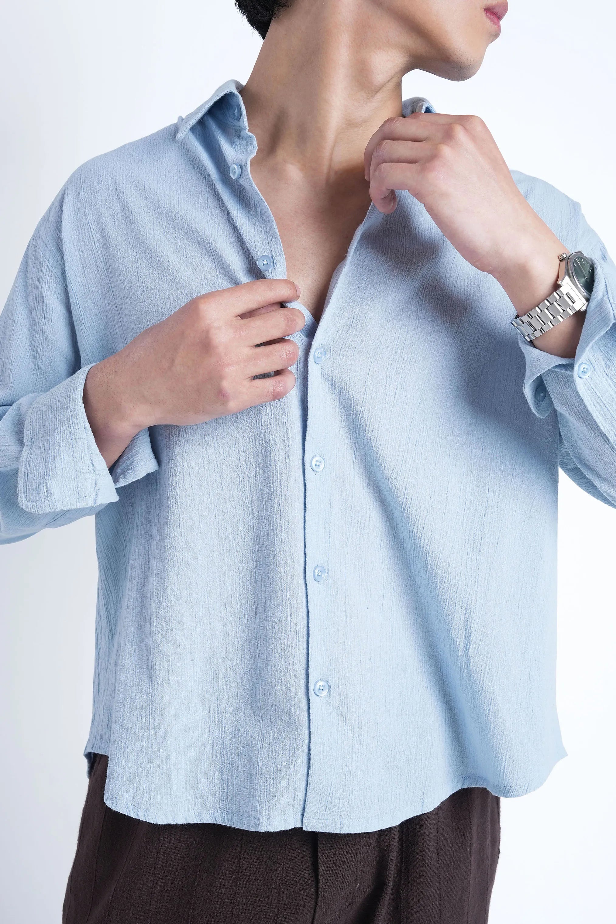 Riviera Blue Crisp Cotton Shirt