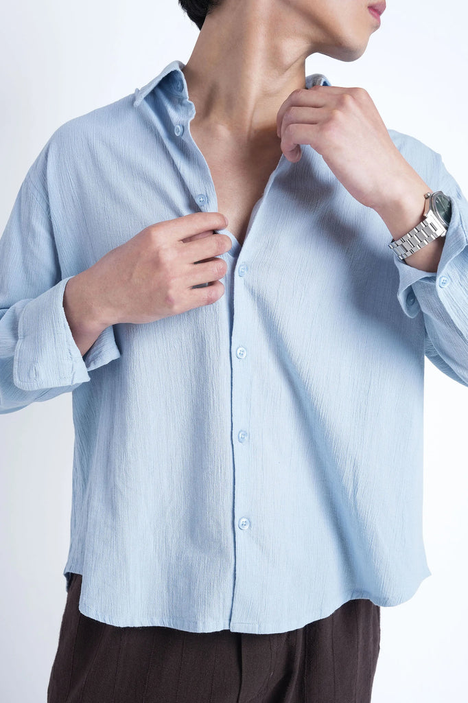 Riviera Blue Crisp Cotton Shirt