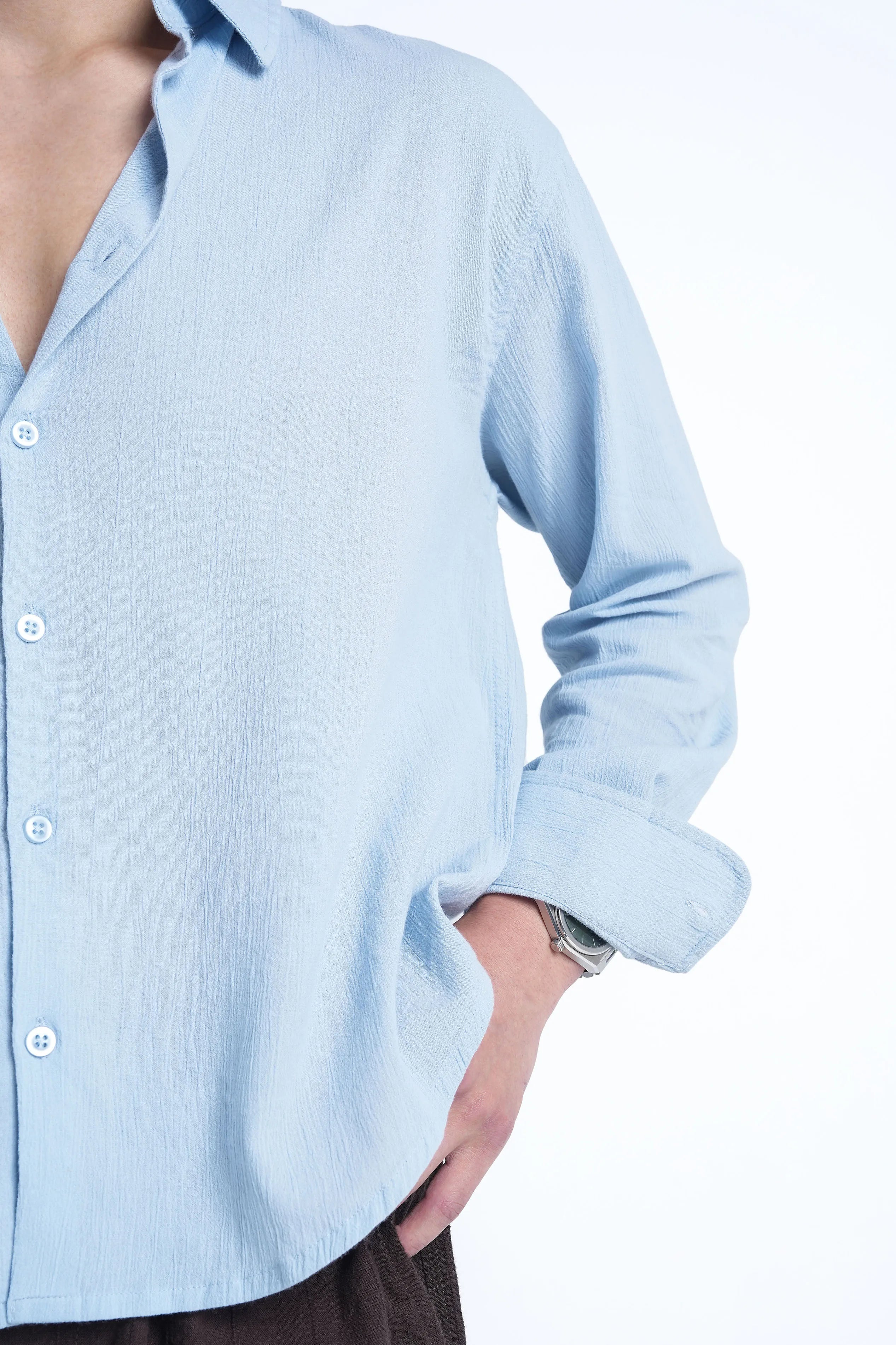 Riviera Blue Crisp Cotton Shirt