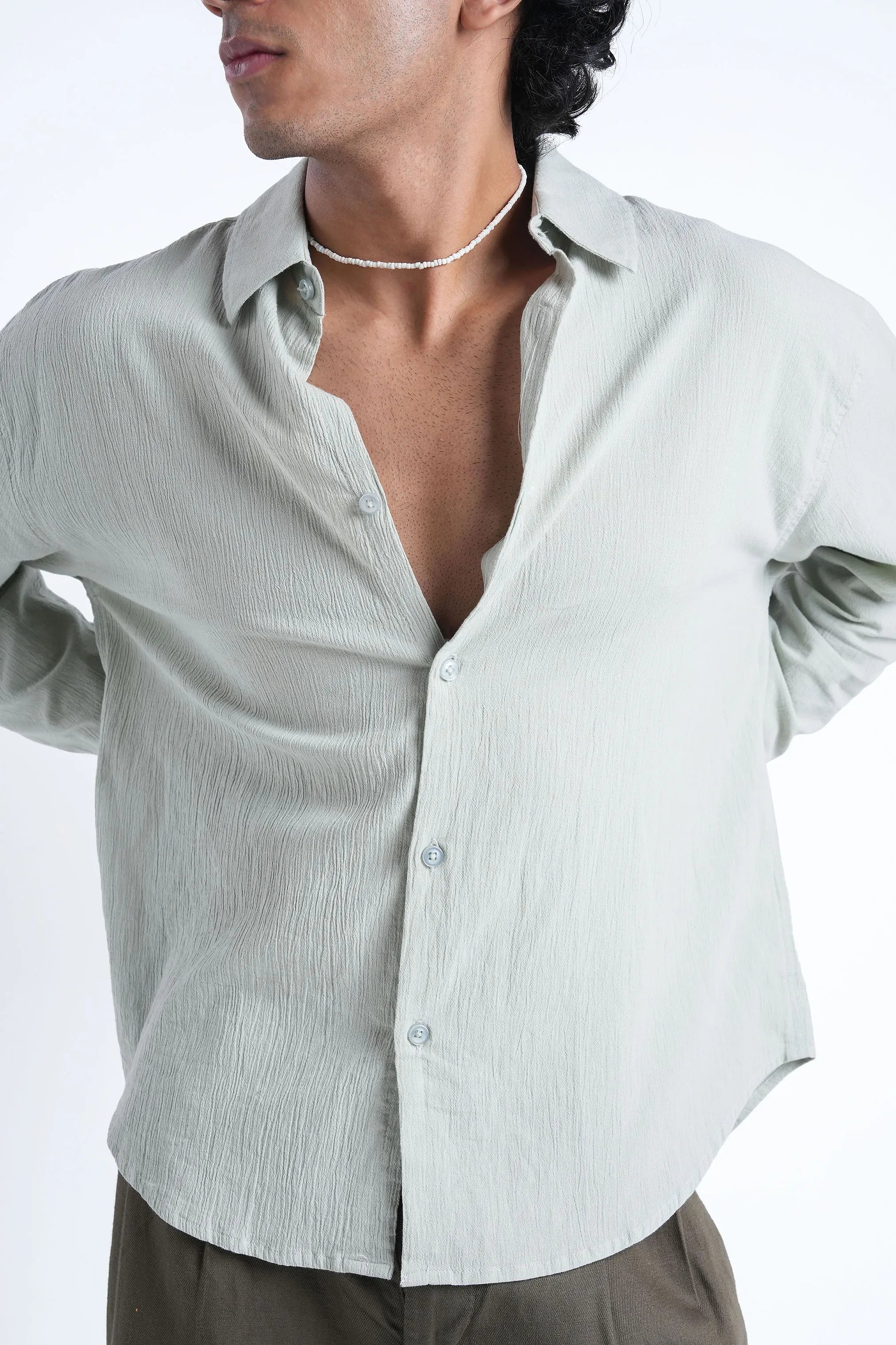 Cypress Green Crisp Cotton Shirt