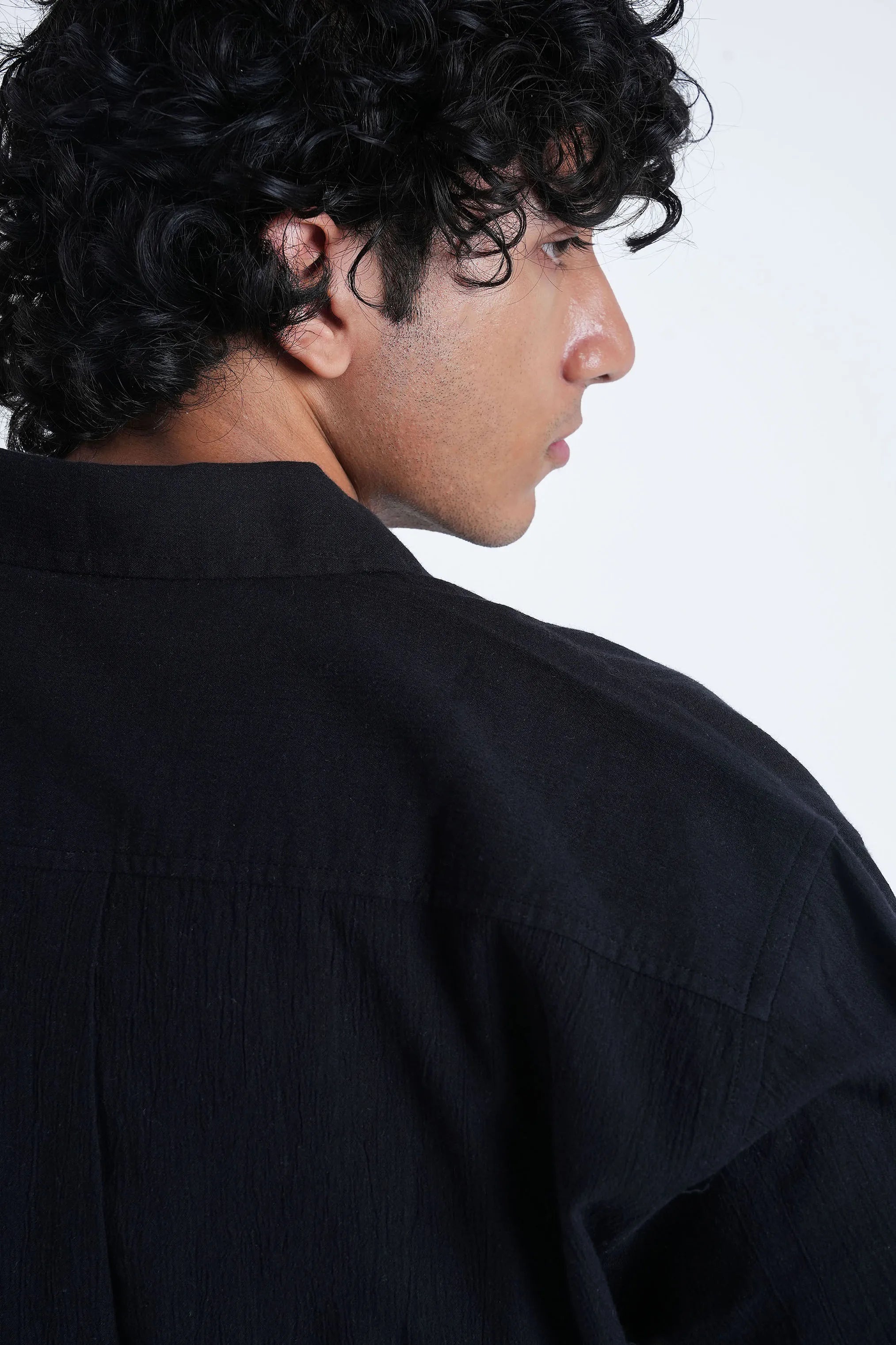 Onyx Black Crisp Cotton Shirt