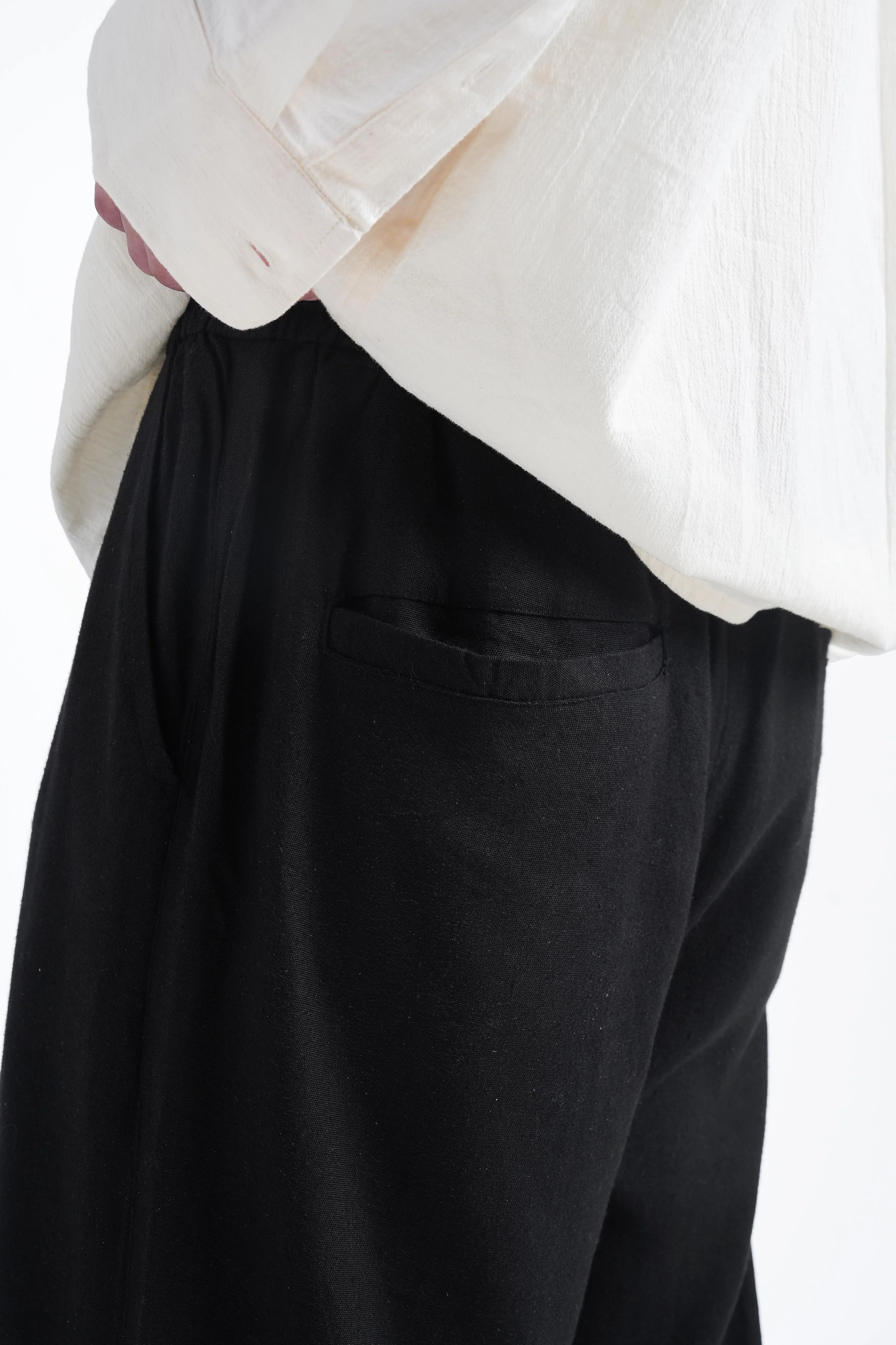Black Linen Drawstring Pants
