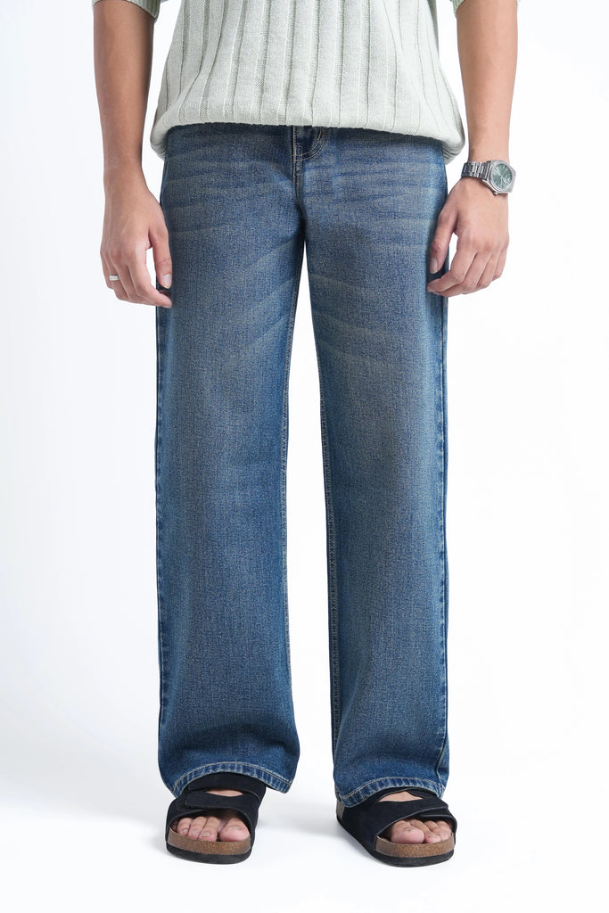 Slate Blue Loose Straight Fit Jeans