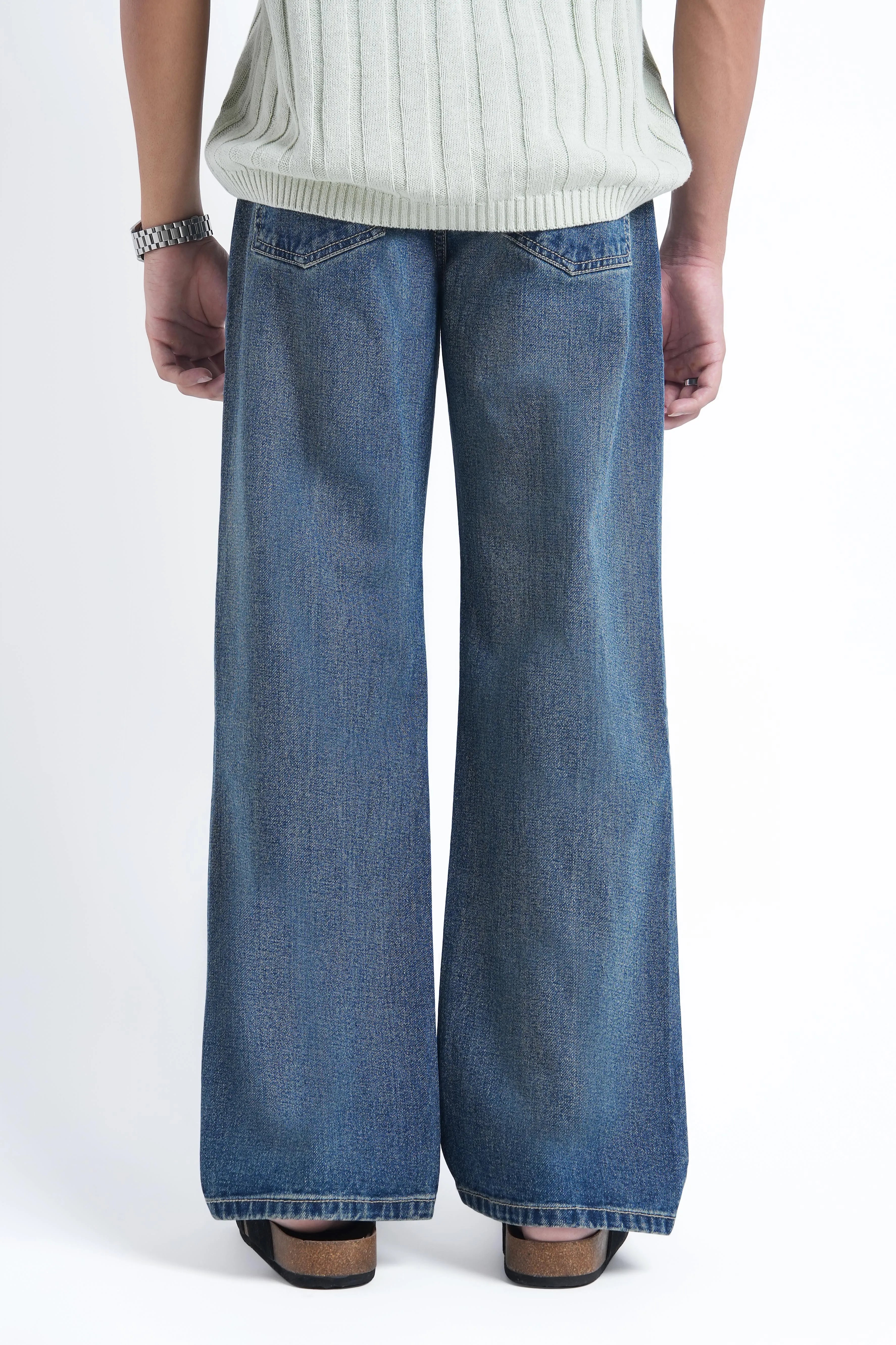 Slate Blue Loose Straight Fit Jeans