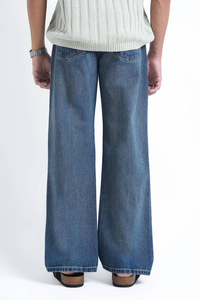 Slate Blue Loose Straight Fit Jeans