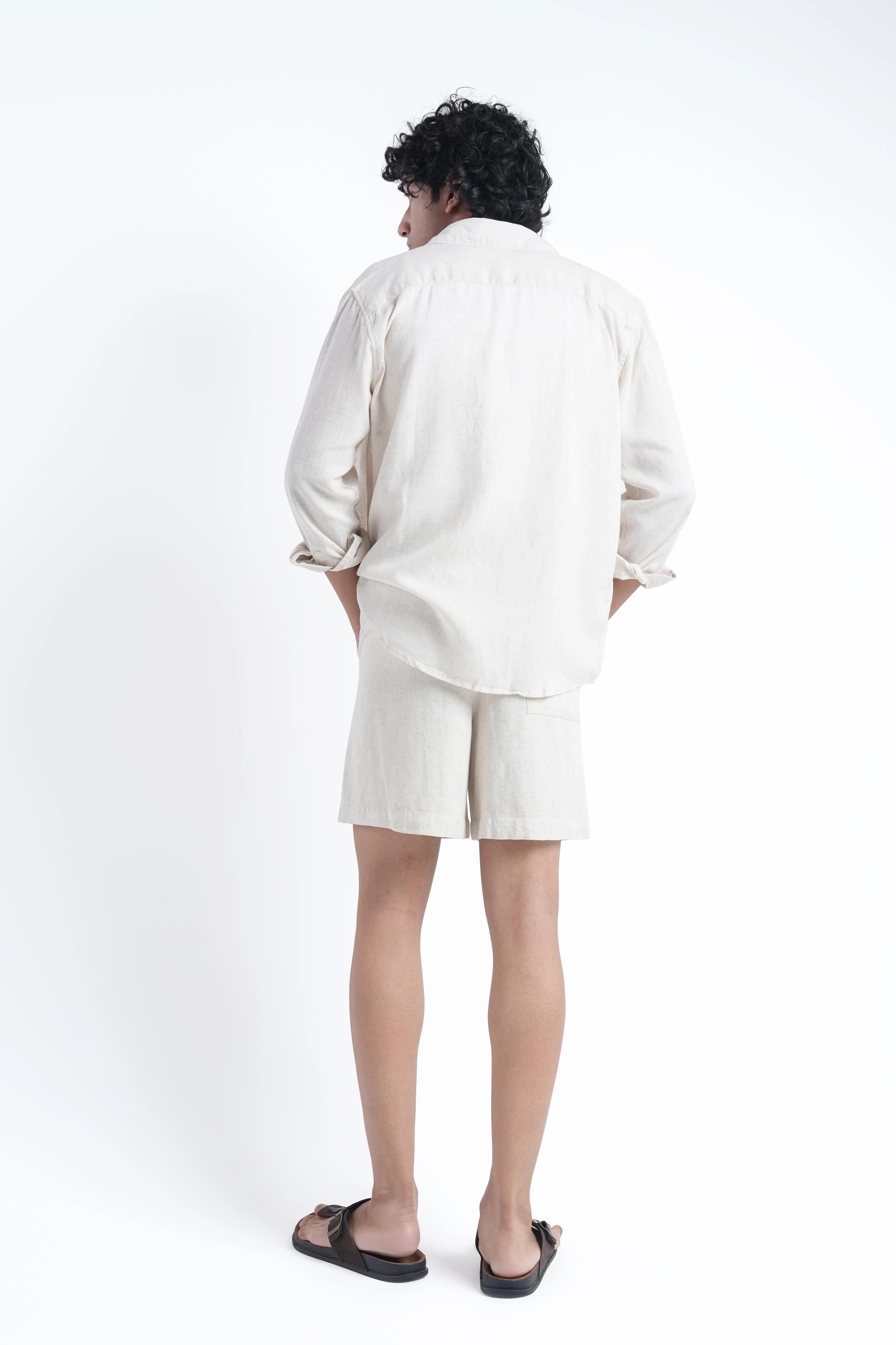 Natural Linen Drawstring Shorts