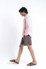 Brown Linen Drawstring Shorts