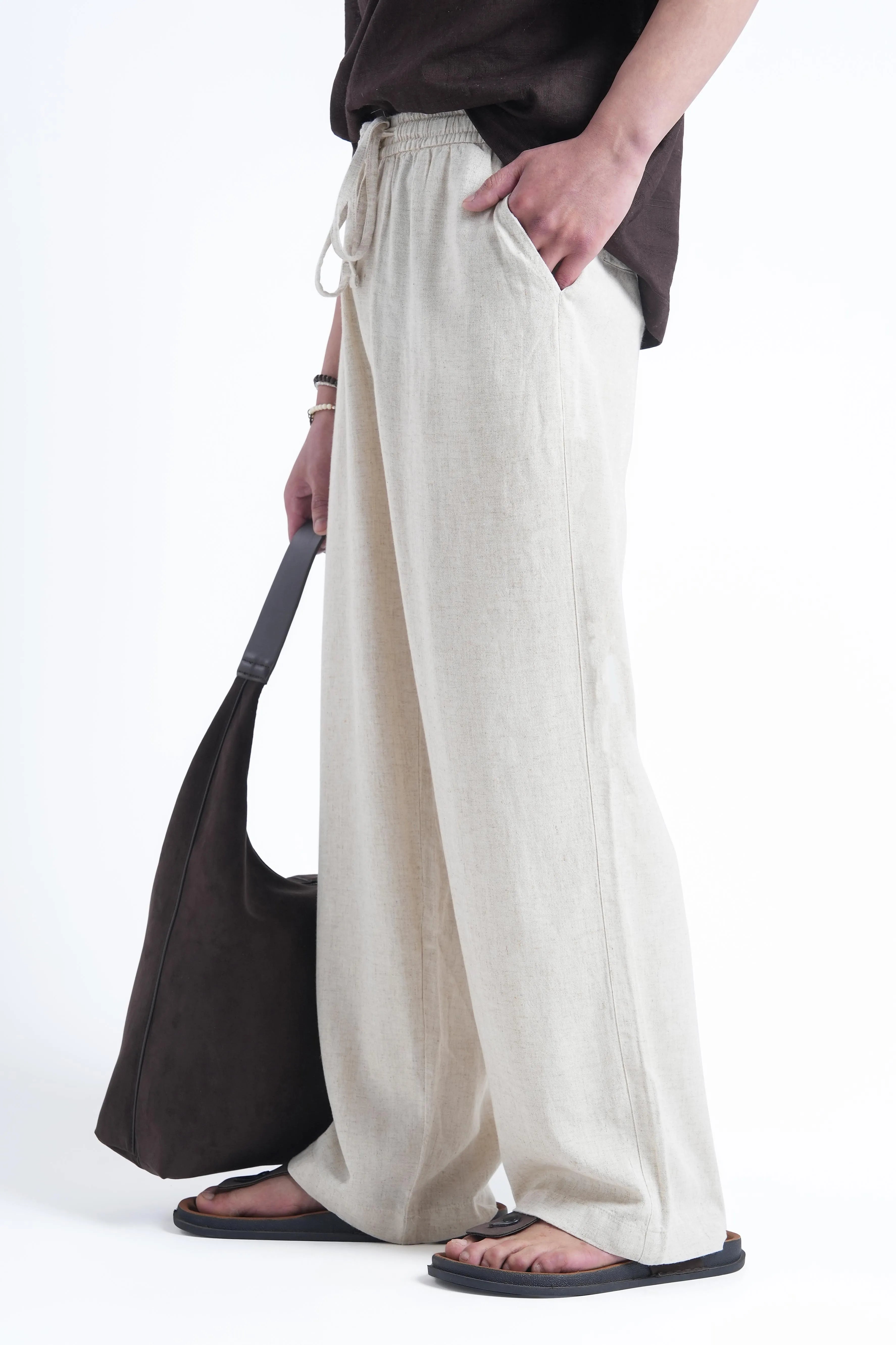 Natural Linen Drawstring Pants
