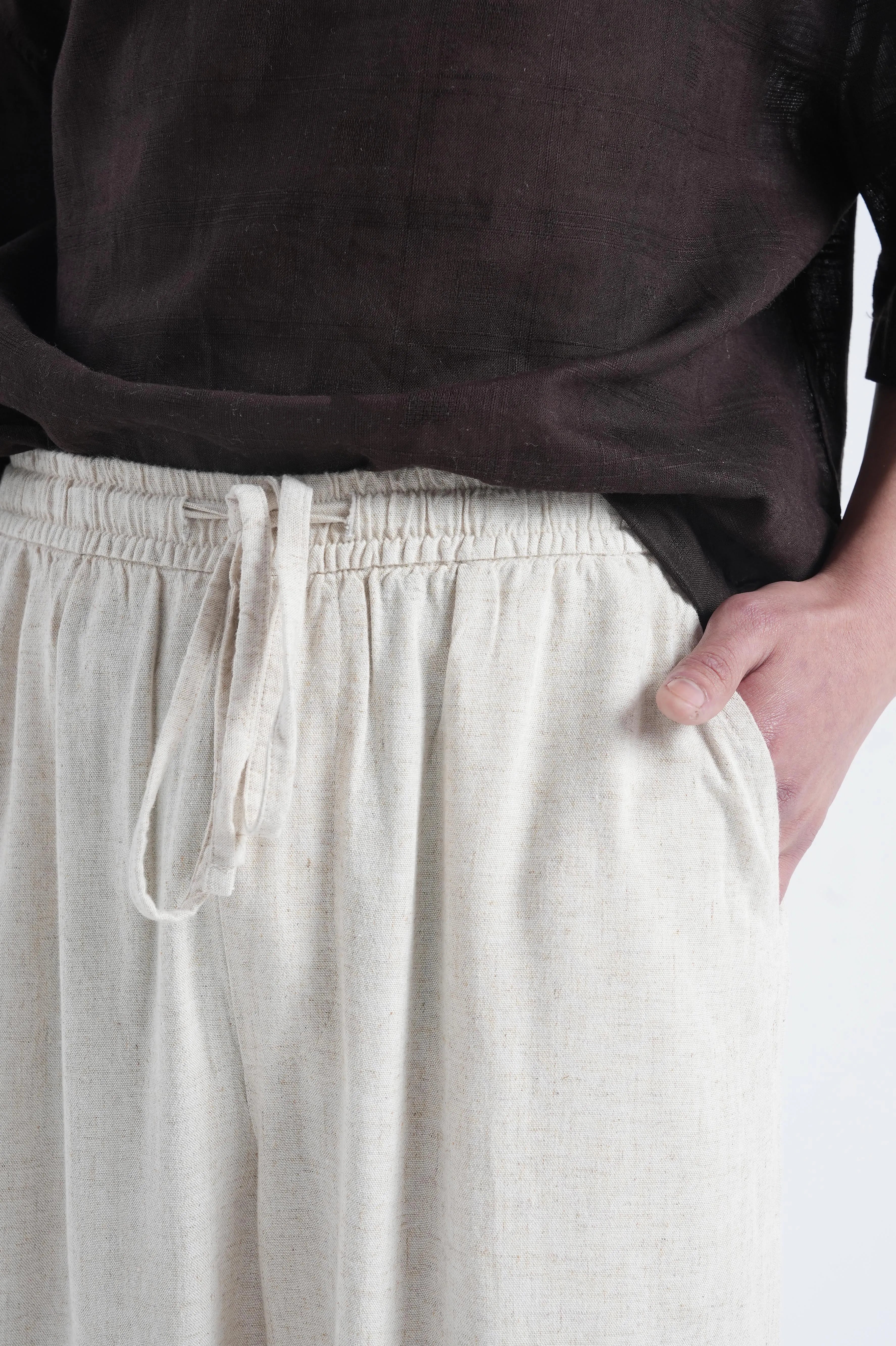 Natural Linen Drawstring Pants
