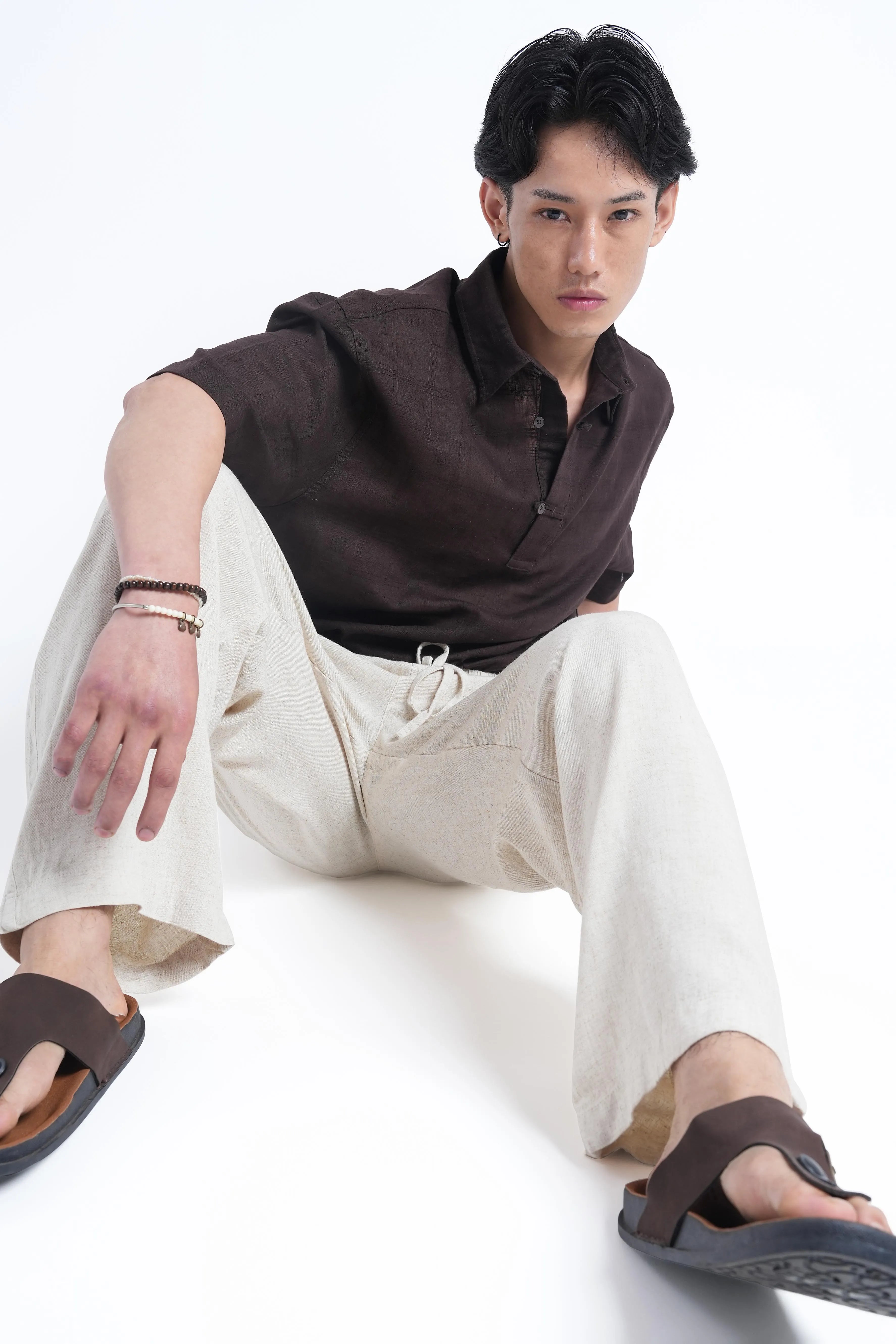 Natural Linen Drawstring Pants