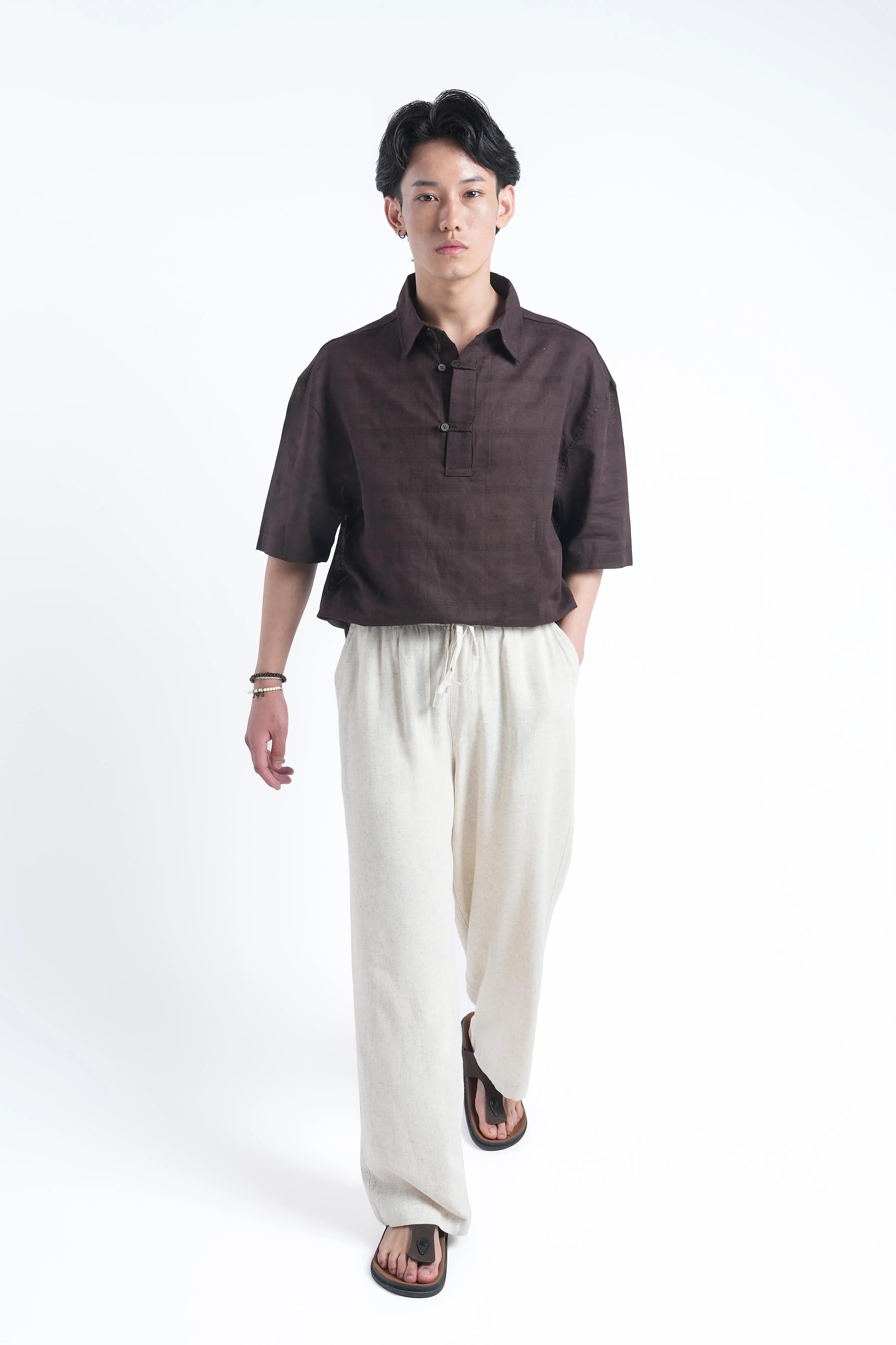 Natural Linen Drawstring Pants