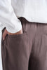 Brown Linen Drawstring Pants